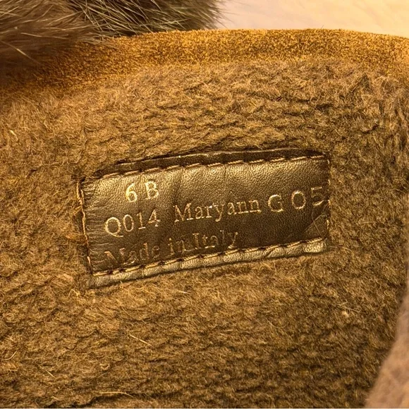 Coach Maryann Angora Brown Suede Fur PomPom Wedge Heel Boots - Picture 6 of 6